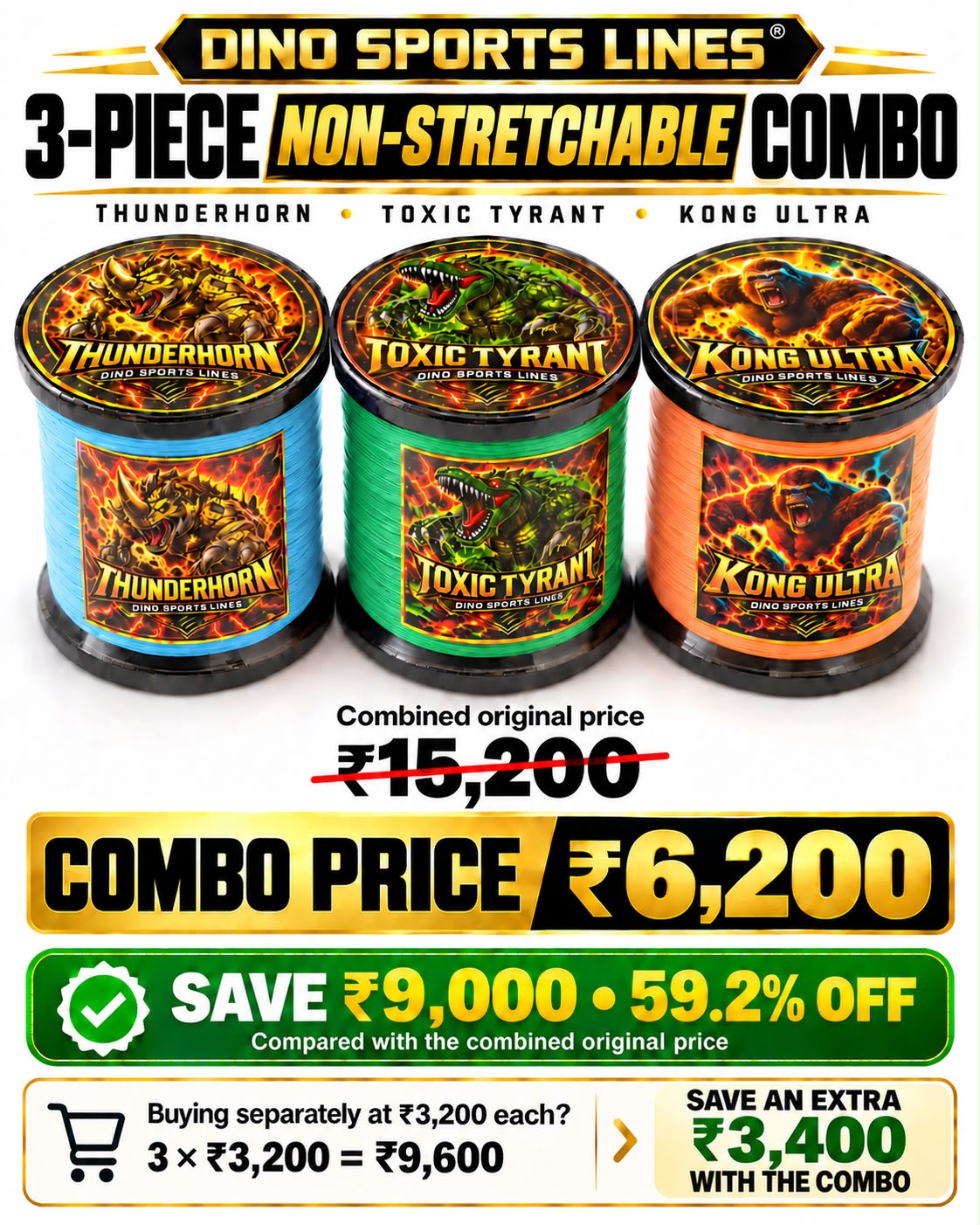 Dino Sports Lines 3 Combo  Non Stretchable