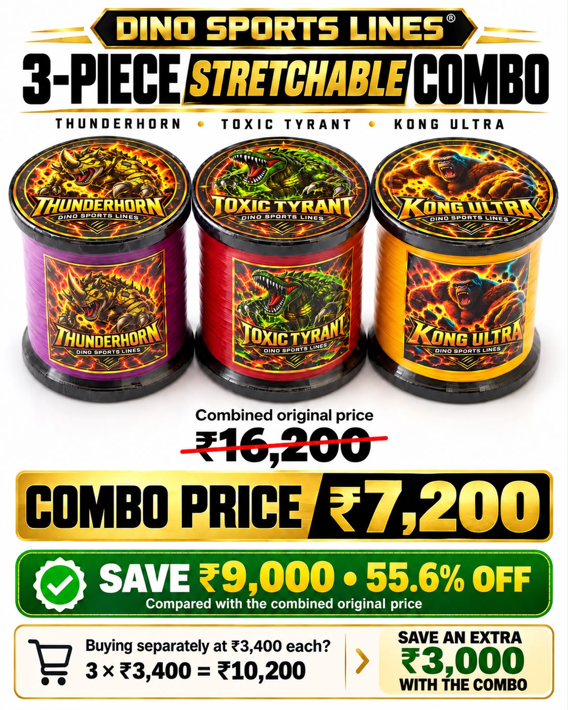 Dino Sports Lines 3 Combo Stretchable